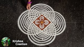 chithirai madham simple padi kolam  5x1 dot easy lotus kolam  pandaga muggulu  krishna creation [upl. by Docile]