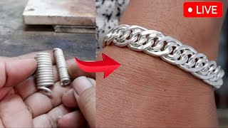 Wow heres how to make a popular silver bracelet 🔥🔨 silver jewellry gold viral video jewelry [upl. by Wearing]