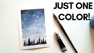 Monochrome step by step galaxy tutorial painting with watercolor [upl. by Ariahaj244]