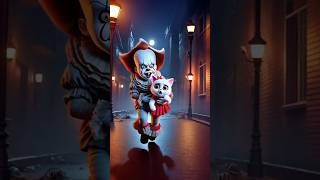 Pennywise is after cute Cat and Kitten in a Spooky Town cat cutecat catlover [upl. by Adnohr]