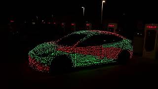 Tesla covered in LED Christmas Lights [upl. by Fesuoy]