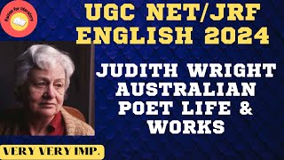 Judith Wright Australian poet  Important writers for ugc net english 2024 ugcnet2024preparation [upl. by Ahsiei]