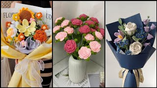 beautiful crochet vase decoration ideascrochet handmade flowers bouquet ideas [upl. by Northrup825]