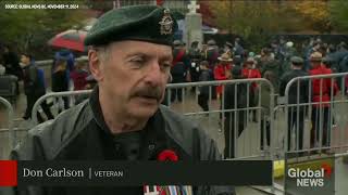 Homeless encampment disrupts Remembrance Day ceremony [upl. by Haleelahk]