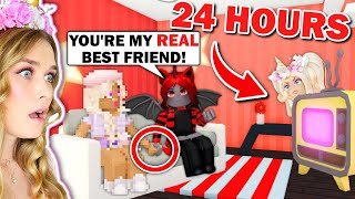 I Spent 24 HOURS In My BEST FRIENDS HOUSE In Adopt Me Roblox [upl. by Aivan]