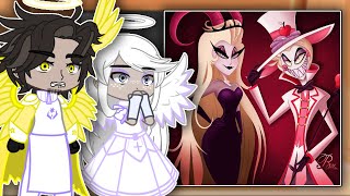 Hazbin Hotel Angels React To Hell  Adam Lucifer Alastor  Gacha react [upl. by Abbottson944]