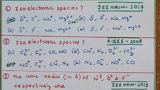 TRICK OF ISOELECTRONIC SPECIES 👉With NEET JEE questions 👍 [upl. by Aidil904]