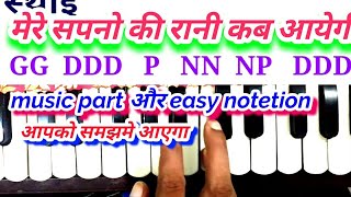 Mere sapno ki rani kab । मेरे सपनो की रानी कब आयेगी। harmonium tutorial । kishor song।sargam notes। [upl. by Matronna]