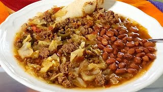 CARNE MOLIDA CON REPOLLO  GROUND BEEF AND CABBAGE ❤️ [upl. by Eliseo]