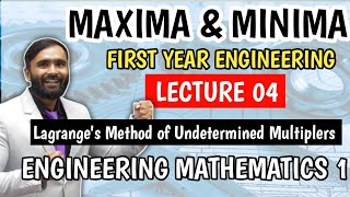 Maxima and Minimaof function of three variablesLecture3Lagranges Method of UndeterminedMultiplie [upl. by Reiniar]