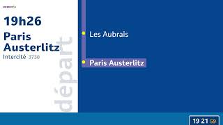 Annonce SNCF Intercités 3730 à destination de Paris Austerlitz [upl. by Persons]