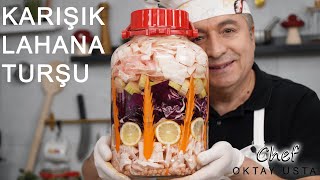 KARIŞIK LAHANA TURŞUSU ❗️Nasıl Yapılır  Chef Oktay Usta [upl. by Llednek]