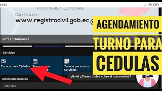 AGENDAMIENTO TURNO PARA CÉDULAS  Registro Civil [upl. by Enilekaj370]