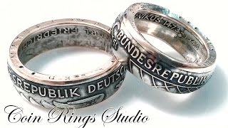 Silver coin rings made of German 5 Mark Making process how I made coin rings [upl. by Ric]