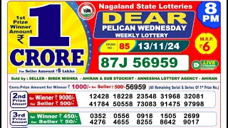 🔴LIVE Nagaland Lottery Result Today 8PM 13112024 Dear Pelican Wednesday [upl. by Lev]