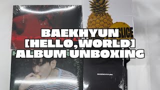 UNBOXING  GIVEAWAY BAEKHYUN 4th mini album HELLO WORLD ALBUM UNBOXING [upl. by Sheela]