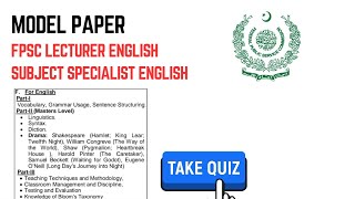 Mock Test FPSC Lecturer English 2023  Model Paper FPSC Lecturer English 2023 [upl. by Imoyaba]