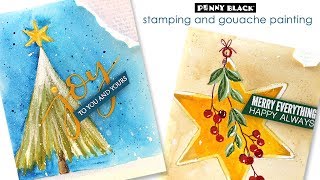 Penny Black Brushstroke Stamps and Arteza Gouache Paints [upl. by Kilah]