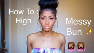 How to High Messy Bun with Clipin Hair Extensions  raquelbianka [upl. by Erica296]