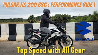 Pulsar NS 200 BS6  Performance Ride  Top Speed with All Gear [upl. by Leba]