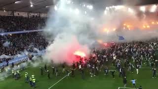 Malmö FF Celebrates Championship with Pitch Storm and Pyro [upl. by Timoteo]