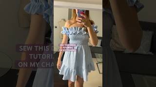 DIY shirred ruffle dress 👗 full sewing tutorial on my channel 💕 diy diydress sewingtutorial [upl. by Irfan]