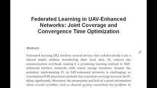 Federated Learning in UAV Enhanced Networks Joint Coverage and Convergence Time Optimization [upl. by Troy]