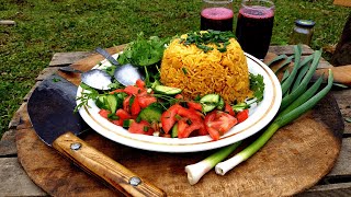 Odun Atəşində Noxudlu Plov  Гороховый Плов на Костре  Turkish Rice With Chicken And Chickpeas [upl. by Kin]