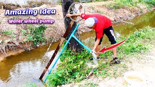 Amazing Water wheel pump from the River  Hands pump [upl. by Nevil]