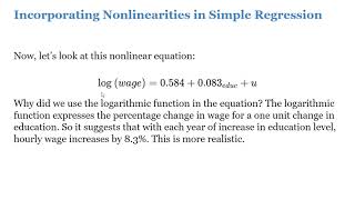 17  Econometrics  Incorporating Nonlinearities in Simple Regression Model [upl. by Beau]