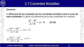 1 Cocientes Notables Conceptos básicos y ejemplos [upl. by Ailehs]