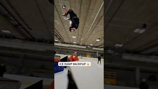 ICE RAMP BACKFLIP skating hockey athlete ice flip [upl. by Erdried]