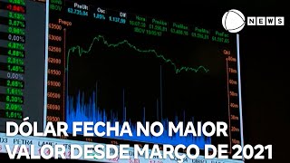 Dólar fecha pregão no maior valor desde março de 2021 [upl. by Gahan]