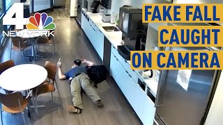 Man Caught on Video Faking Fall for Insurance Claim Prosecutors  NBC New York [upl. by Kcirdet]