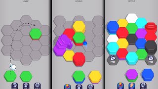 Hexa Sort Gameplay Sorting Blocks by Color Walkthrough [upl. by Ettenna727]