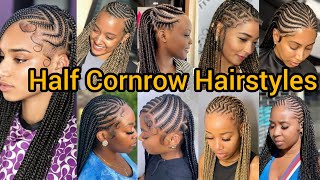 Super Flawless Braids Hairstyles for Black Women  Cornrow Braids for Ladies  Half Cornrow Braids [upl. by Ferdinanda]