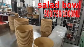 kraft salad bowl making machine round food container machine 1000ML paper bowl [upl. by Fabe]