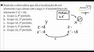 Localizando na tabela um elemento cujo cátion com carga 2 é isoeletrônico do elemento Y Z18 [upl. by Hall]