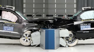 Large pickups Crash test – Ford F150 Toyota Tundra RAM 1500 Chevrolet Silverado [upl. by Akimas]