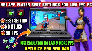 MSI App Player Speedup amp Lag Fix Best Settings For Free Fire LowEnd PC [upl. by Atinrahc]