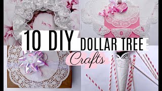 10 DIY DOLLAR TREE DOILY CRAFTS 🎁 WREATH GARLAND BOTTLE etc [upl. by Eineeuq229]