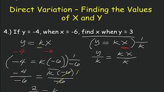 Direct Variation – Finding the Values of X and Y [upl. by Palestine]