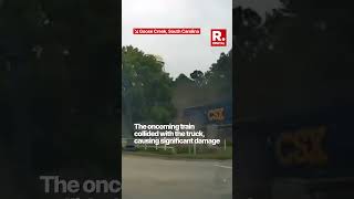 Train Plows Into Truck Carrying Tank In Goose Creek South Carolina [upl. by Mchail]