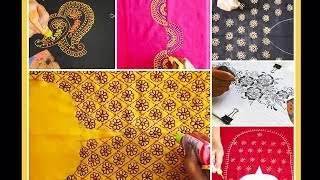 Liquid Embroidery Designs  Part2 for Kurtis  Saree  Blouses  Mirror amp beads work designs [upl. by Jeffries]