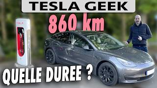 860 km optimisés en TESLA Model 3  quelle durée de recharge  Combien d’arrêts  ArcachonLille [upl. by Hebner]