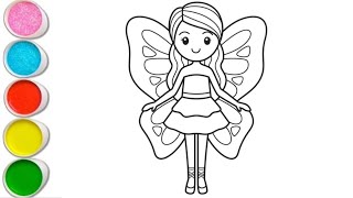 How to draw a Fairy Princess Drawing Painting Colouring for kids Children Art [upl. by Cummine]