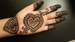 Pretty Heart Henna Design  Easy Hearts Shaped Mehendi Design [upl. by Ariamat]