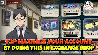 BEST WAYS TO USE THE EXCHANGE SHOP FOR F2P TO BOOST POWER Jujutsu Kaisen Phantom Parade [upl. by Tychon24]