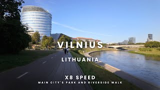 Vilnius  Lithuania  Main citys park and riverside walk  4K 60 FPS  x8 [upl. by Qidas]