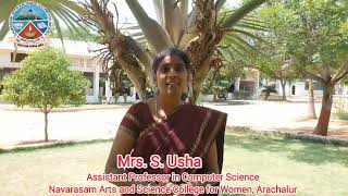 Mrs S Usha  Assistant Professor  CS  IT  Navarasam College  Speech [upl. by Geis]